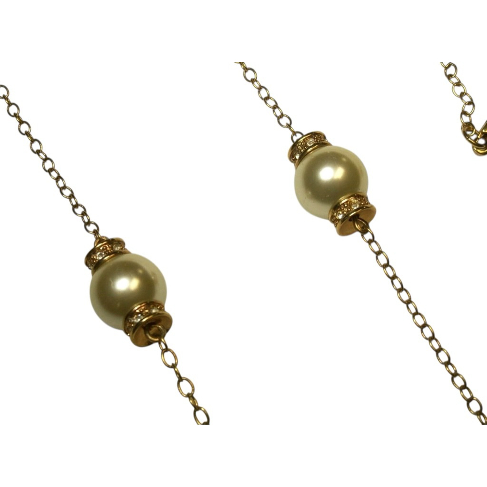 J. Crew 30” Gold, Rhinestone and Pearl Necklace 2274 - Picture 5 of 9